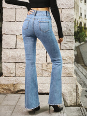 Pantalon en jean décontracté à bords effilochés 
