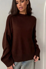 Pull oversize à col rond en maille unie