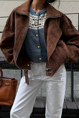Veste courte et ample Maillard Brown