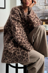 Cardigan ample en maille imprimée léopard