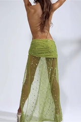 Robe de soirée asymétrique moulante à sequins