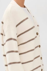 Gilet ample en maille rayée de coton à col en V