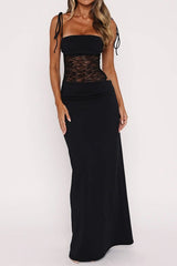 Robe de soirée sexy à empiècements en dentelle transparente et découpes