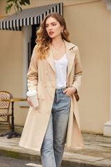 Trench-coat mi-long à poches et taille cintrée