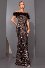 Shiny Sequin Off-Shoulder Slim Mermaid Sequin Dress