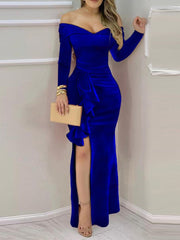 Robe asymétrique à volants 