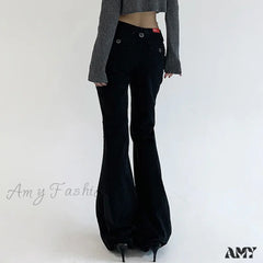 Casual Basics Flare All-Match Street Style Boot Cut High Waist Vintage Trousers Y2K Jeans