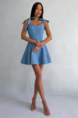 Tie Front Bodycon Denim Dress