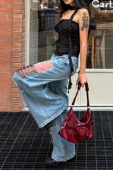 Jean maxi rétro déchiré à patchwork et éclaboussures de peinture