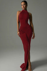 Ruched Back-Zip Party Dress