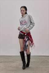 Sweat à capuche court rétro Union Jack Star