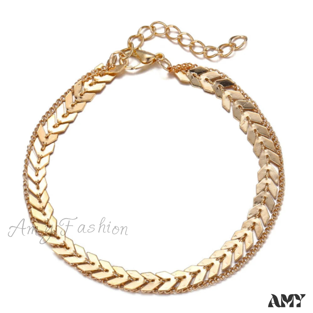 Creative Retro Airplane Chain Double Layer Anklet Set