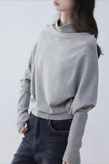 Mock Neck Batwing Knit Top