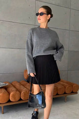 Pull oversize à col rond en maille unie