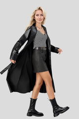 Manteau en cuir chic style peignoir long infroissable