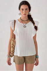 Blouse fraîche et douce sans manches à volants