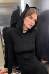 Sweat à capuche ajusté à fermeture éclair Devil