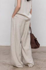 Linen Relaxed Draped Wide Leg Pants