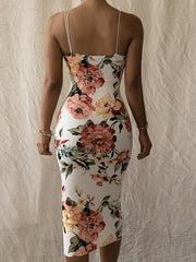 robe moulante imprimée dos nu 