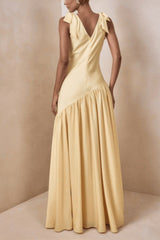 Elegant Bow Strap Fitted Flared Sleeveless Party Dress