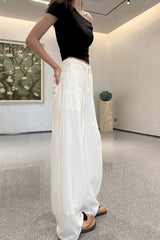 Linen High Waist Draped Wide Leg Pants