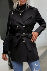 Trench-coat mi-long à double boutonnage et ceinture à nouer