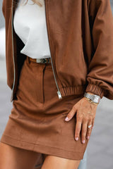 Veste chaude en daim à fermeture éclair, style urbain