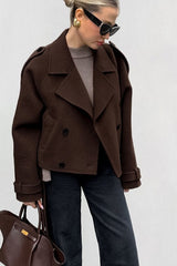 Trench-coat chic à col cranté et double boutonnage en laine mélangée