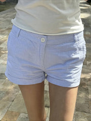 Short en maille imprimée de fruits à taille basse