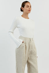 Sous-vêtement technique en maille fine unie à col rond côtelé