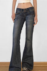 Jean évasé stretch taille basse chic et tendance
