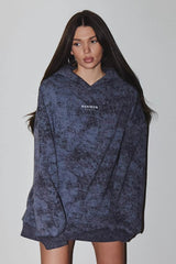 Sweat à capuche oversize tie-dye à lettres et strass