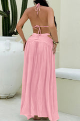 Sexy Solid Basic Three Piece Swim Set