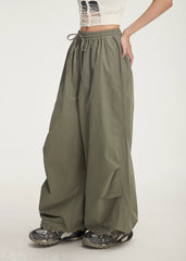 Pantalon palazzo à cordon de serrage bouffant