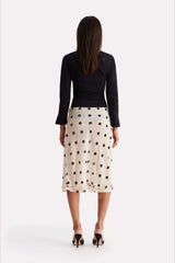 Jupe trapèze taille haute à pois