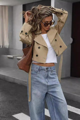 Veste courte décontractée à double boutonnage chic
