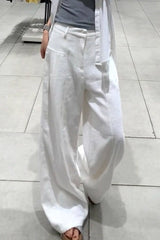 Linen High Waist Casual Wide Leg Pants