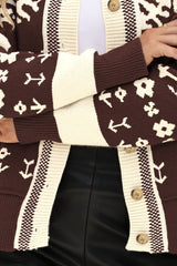 Cardigan ample à col carré et boutons, tendance