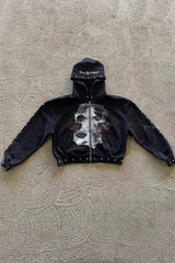 Street Style Rhinestone Print Hoodie