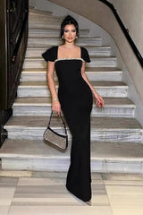 Robe de soirée bandage à col carré