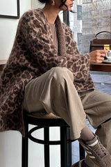 Cardigan ample en maille imprimée léopard