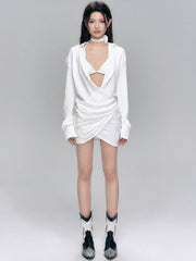 Robe portefeuille asymétrique blanche avec haut de bikini
