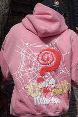 Sweat à capuche ample style hip-hop imprimé toile d'araignée
