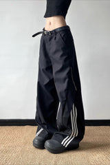 Zipper Deconstructed Side Stripe Drapey Sports Pants