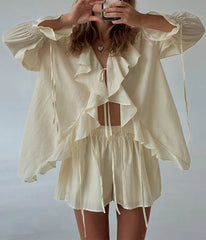Ensemble deux pièces short et top à volants