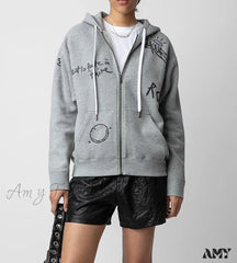 Graffiti Printed Cozy Comfortable Stylish Trendy Casual Hoodies Gray / S