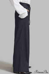 High Waist Striped Wide Leg Tailored Pants