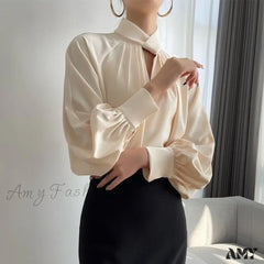 Irregular Ladies Solid Color Temperament Pleated Stand Collar Blouse