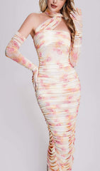Robe midi en maille froncée Sharla 