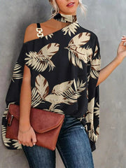 Chemise d'été à manches poupée et imprimé dos nu pour femme 